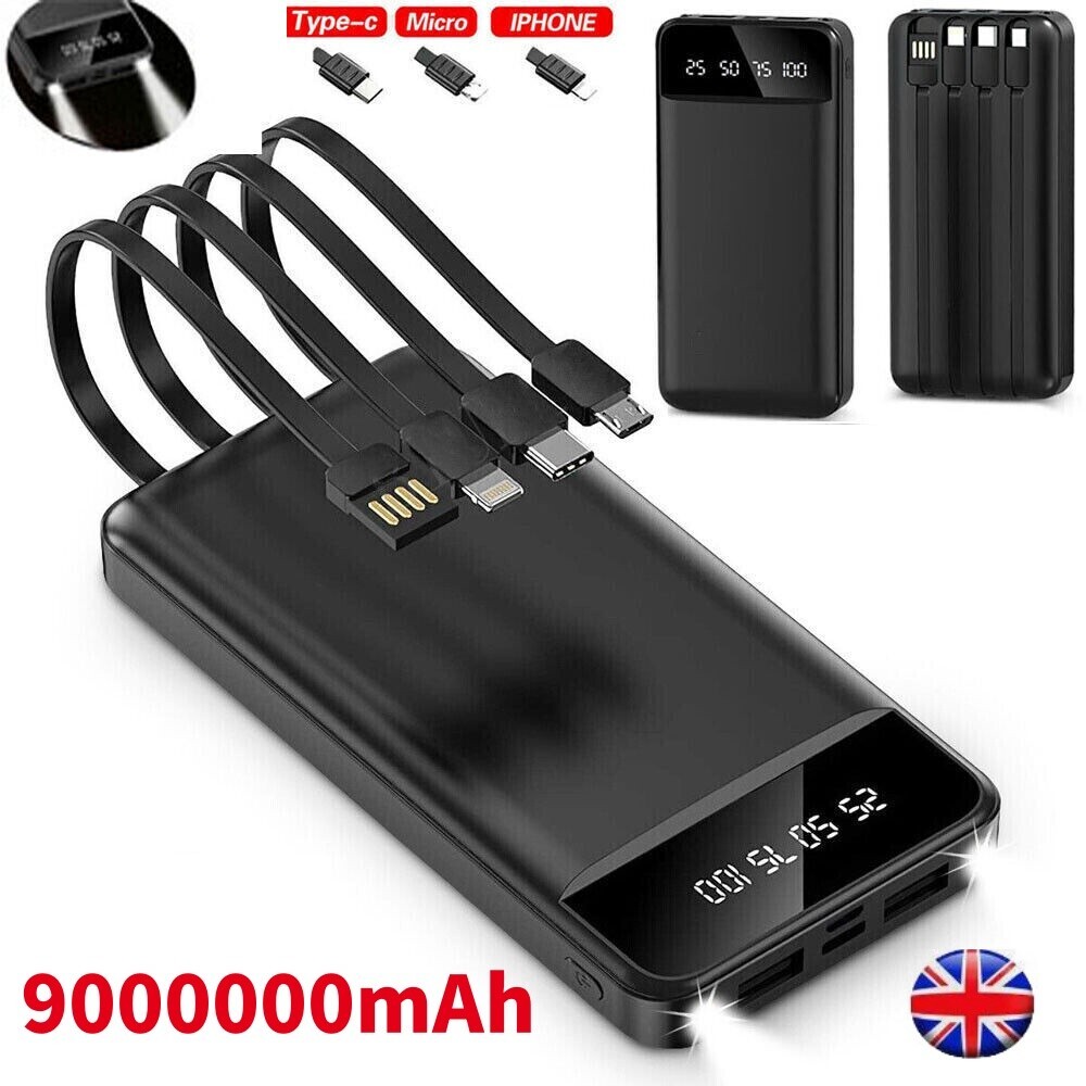 Powerbank Pack 10000mAh Snellader, 4 USB Externe Batterij voor Mobiele Telefoon 1 Powerbank Pack 10000mAh Snellader, 4 USB Externe Batterij voor Mobiele Telefoon