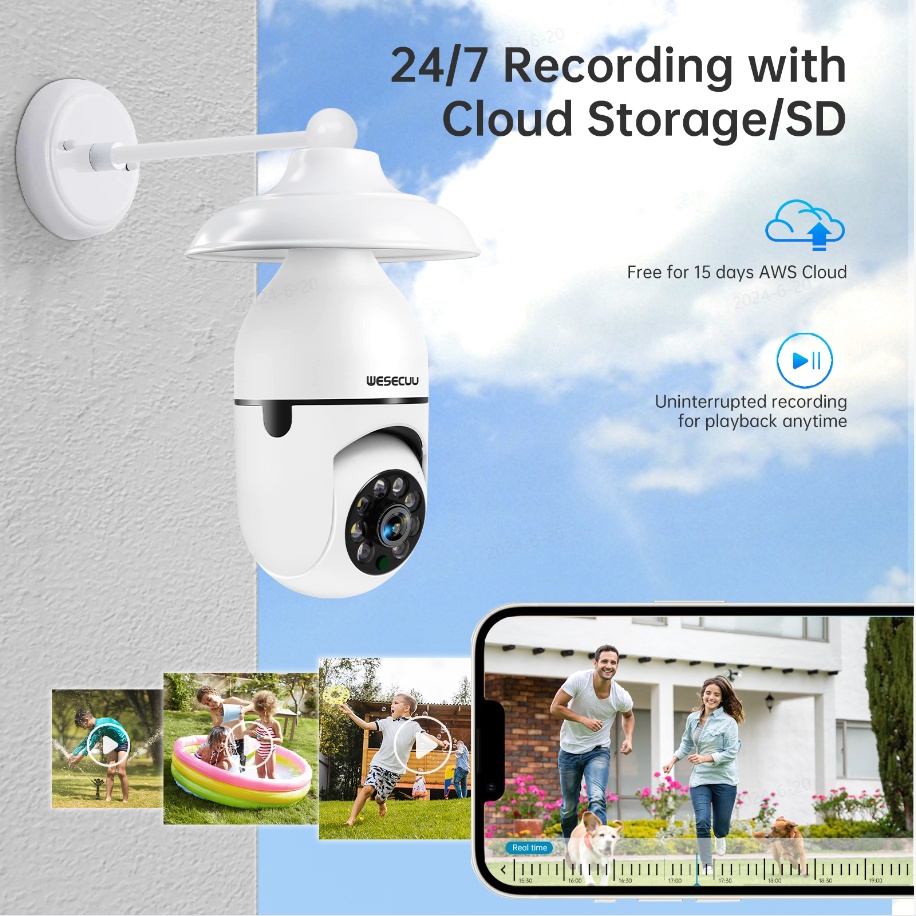1080P Smart Home Security PTZ Camera Wireless Lights 360 Degree Surveillance Remote View CCTV Security WIFI Light Bulb Camera 4 1080P Smart Home Security PTZ Camera Wireless Lights 360 Degree Surveillance Remote View CCTV Security WIFI Light Bulb Camera - Afbeelding 4