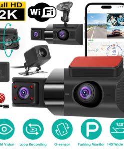 2K Car DVR 3 Channel Dash Cam Camcorder Camera Recorder With 140 Angle GPS WiFi Night Vision G-sensor Loop Recording Parking Monitor