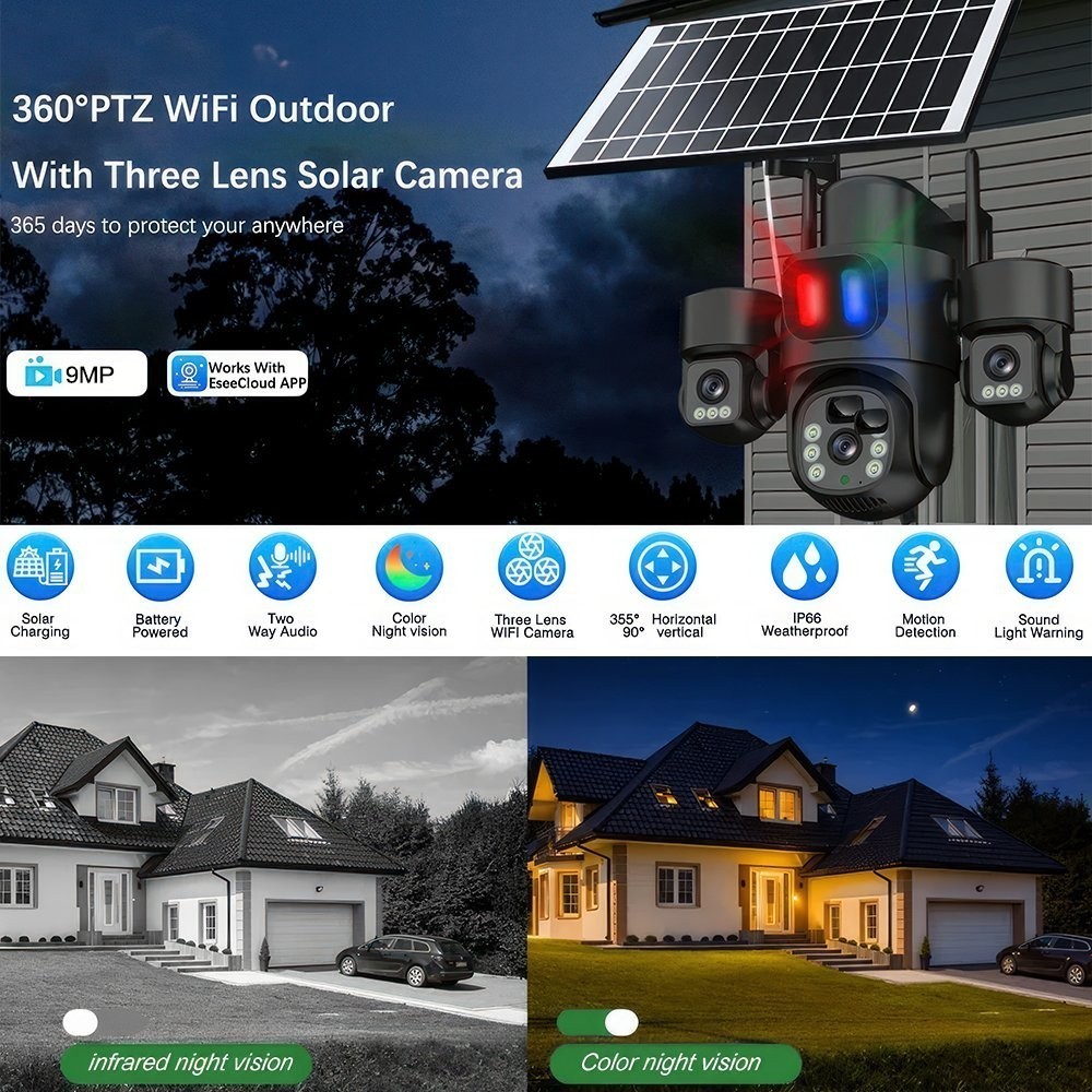 3-in-1 Wireless Solar Camera 360 Waterproof Durable Outdoor Energy Saving WIFI 3 3-in-1 Wireless Solar Camera 360 Waterproof Durable Outdoor Energy Saving WIFI - Afbeelding 3