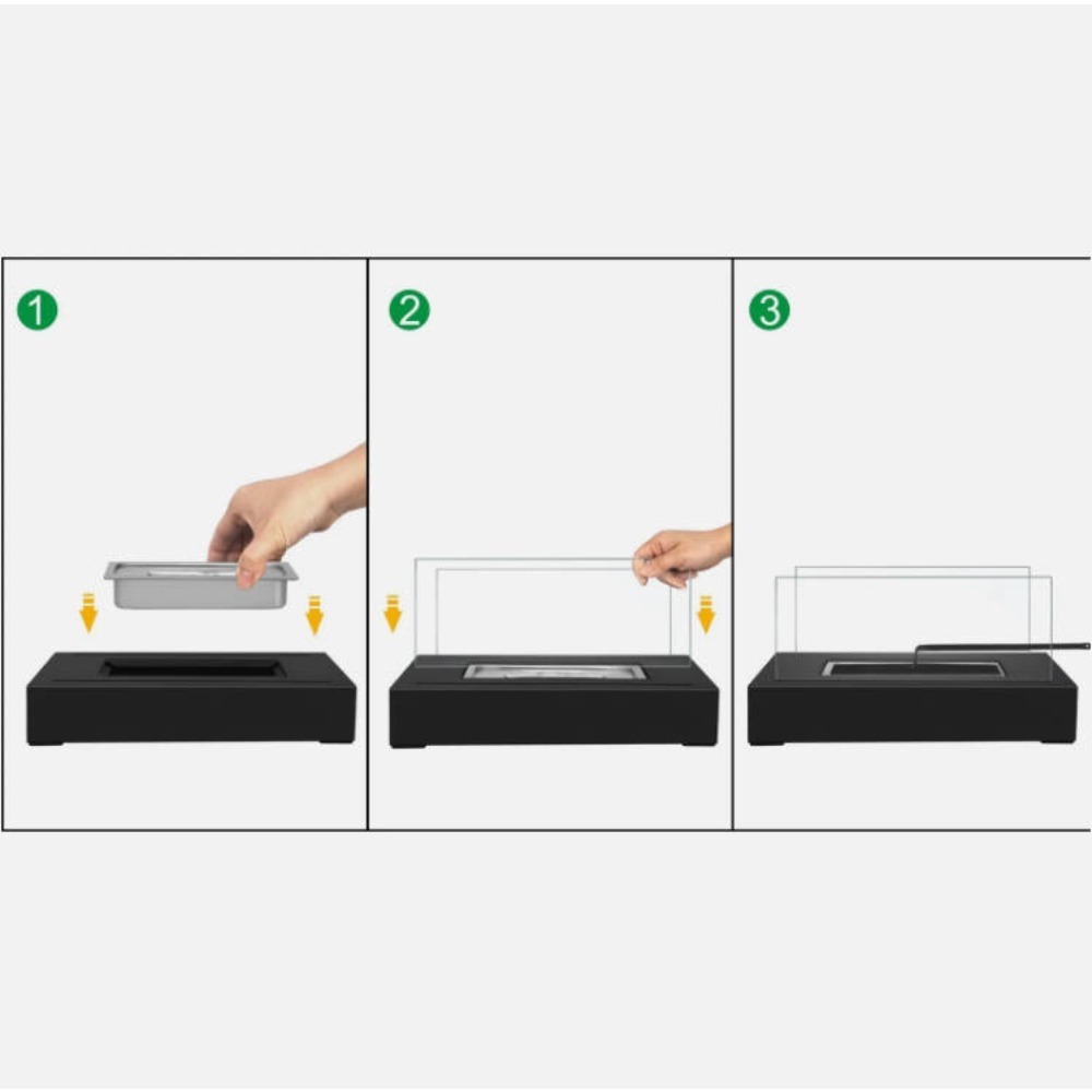 Rechthoekige Tafelhaard, Stalen Sfeerhaard, Binnen/Buiten Bio-ethanol Accessoire, Zonder Elektriciteit 5 Rechthoekige Tafelhaard, Stalen Sfeerhaard, Binnen/Buiten Bio-ethanol Accessoire, Zonder Elektriciteit - Afbeelding 5