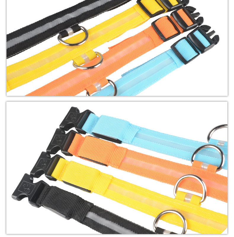 Nylon LED Pet Dog Luminous Collar Night Safety Flashing Glow in Dark Dog Cat Leash Adjustable Pet Supplies - Afbeelding 7