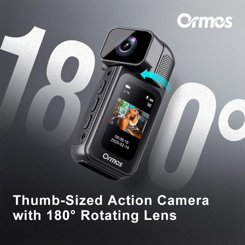 Ormos Mini Action Camera With 180 Degree Rotating Lens - 2.7K Ultra HD Thumb-Sized Camera, Magnetic Mount, WiFi APP Control, Portable Wearable Camera For Outdoor Sports & Daily Vlogging 6 Ormos Mini Action Camera With 180 Degree Rotating Lens - 2.7K Ultra HD Thumb-Sized Camera, Magnetic Mount, WiFi APP Control, Portable Wearable Camera For Outdoor Sports & Daily Vlogging - Afbeelding 6