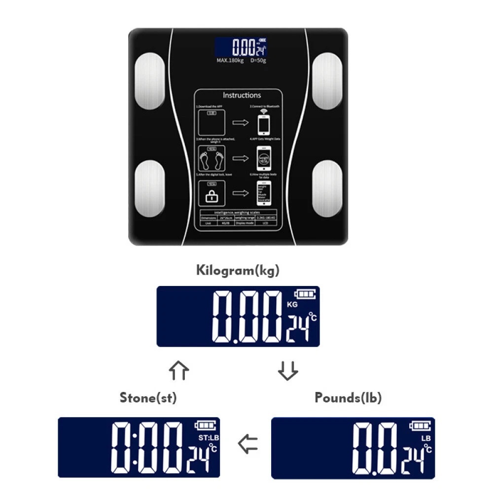 Bluetooth Body Fat Scale - Black - Image 9