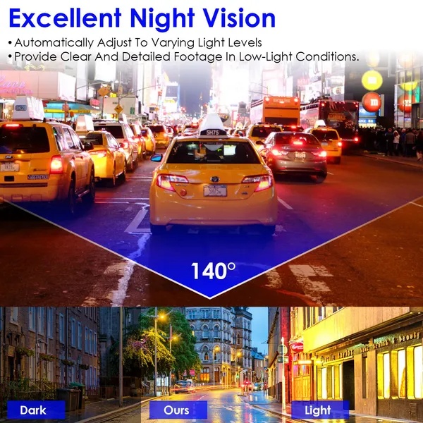 2K HD Front Dash Cam For Car With IPS Screen Night Vision Loop Recording Included 32G Storage Card 140° Wide Angle WiFi App Control Front Dashcam 3 2K HD Front Dash Cam For Car With IPS Screen Night Vision Loop Recording Included 32G Storage Card 140° Wide Angle WiFi App Control Front Dashcam - Afbeelding 3
