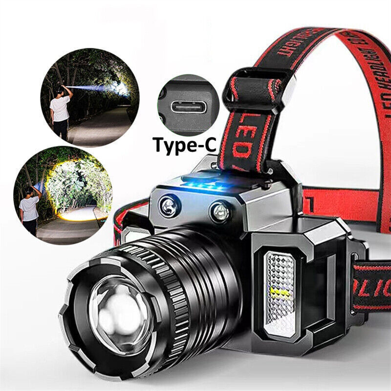 LED Tactische Hoofdlamp USB Oplaadbaar met Bewegingssensor, Zoom, 5 Modi, Noodpowerbank voor Camping 4 LED Tactische Hoofdlamp USB Oplaadbaar met Bewegingssensor, Zoom, 5 Modi, Noodpowerbank voor Camping - Afbeelding 4