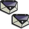 Aolyty Solar Lights Outdoor, Motion Sensor Wall Light 3 Lighting Modes IP65 Waterproof LED Solar Security Lights Four Side Inllumination 2-Pack For Garden Yard Patio Walkway Fence Patio