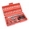 46-Delige 1/4 Inch Dopsleutelset met Ratelsleutel en Schroevendraaierbits, Alleskunner Handgereedschapskit voor Auto- en Huishoudreparaties
