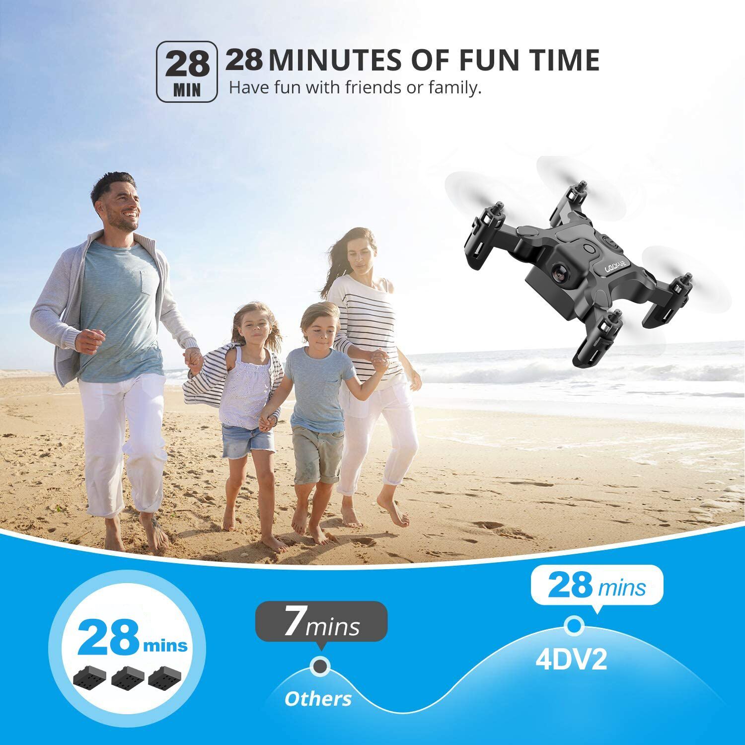 DE V2 Mini Drone Selfie WIFI FPV With HD Camera Foldable Arm RC Quadcopter Toy - Image 3