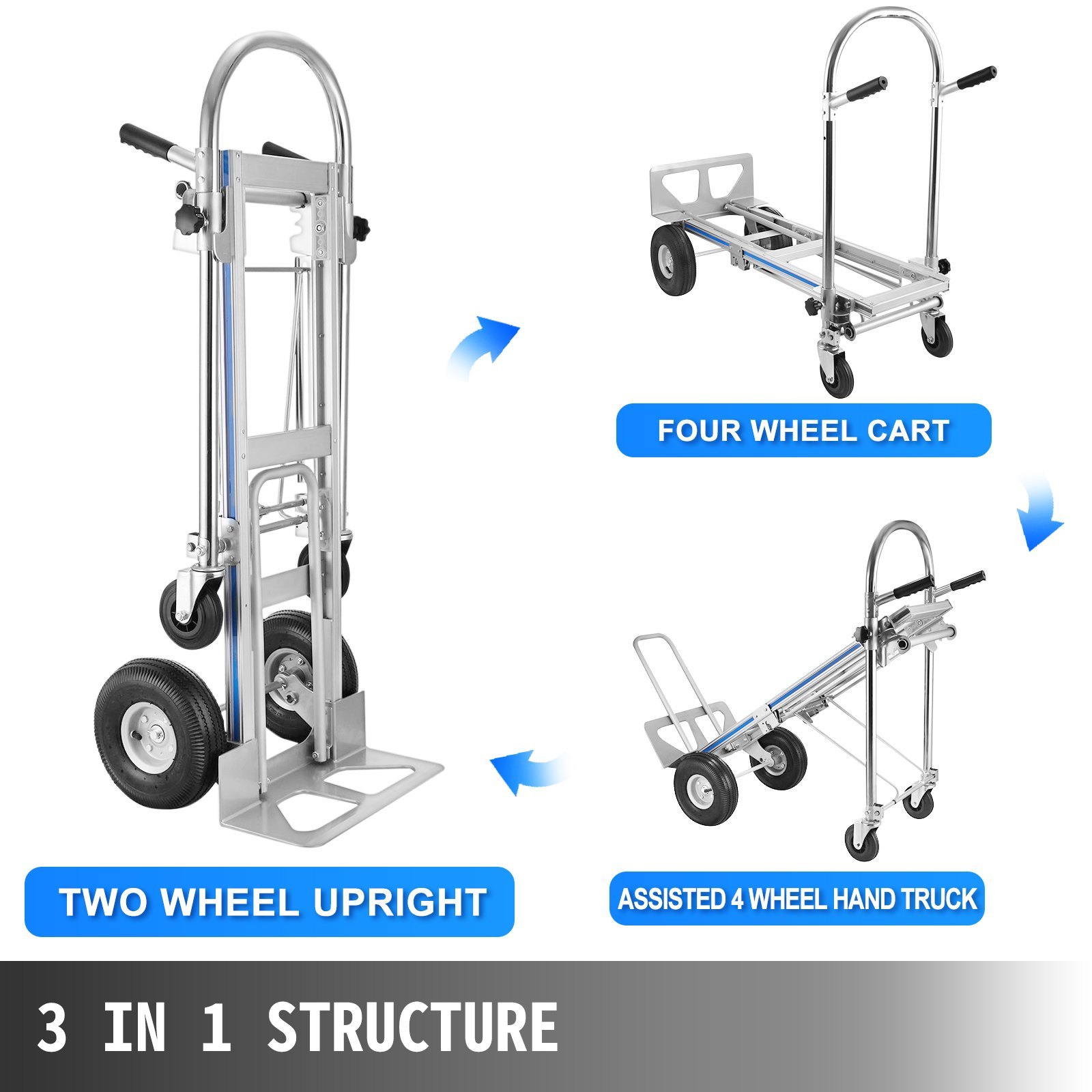 Inklapbare Steekwagen 3-in-1 Aluminium Handtrolley - Duurzaam en Opvouwbaar 4 Inklapbare Steekwagen 3-in-1 Aluminium Handtrolley - Duurzaam en Opvouwbaar - Afbeelding 4