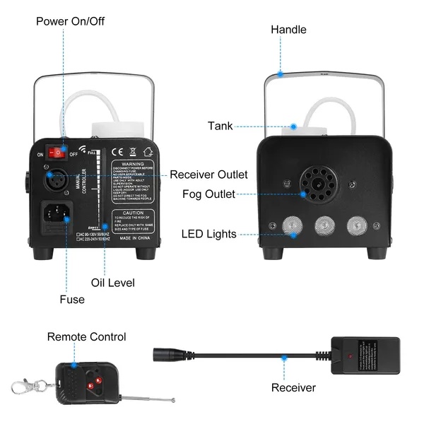 400W Fog Machine RGB LED Party Club DJ Fogger Rapid Heating Remote Control Wedding Stage Smoke Machine 5 400W Fog Machine RGB LED Party Club DJ Fogger Rapid Heating Remote Control Wedding Stage Smoke Machine - Afbeelding 5