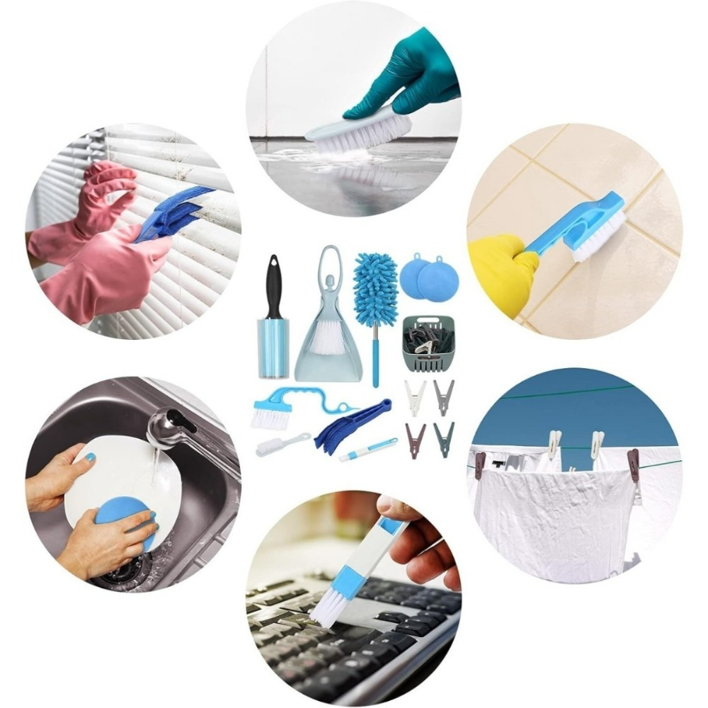 35-Delige Schoonmaakset Blauw met Bezem en Blik 3 35-Delige Schoonmaakset Blauw met Bezem en Blik - Afbeelding 3