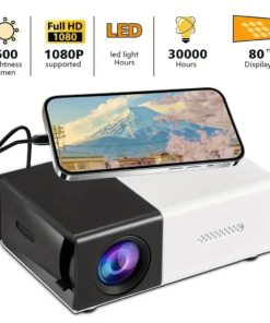 Portable Wired Mobile Phone Projector With Extendable Stand, LED Mini Home Video Device, 1080p HD Screen, USB SD AV HD