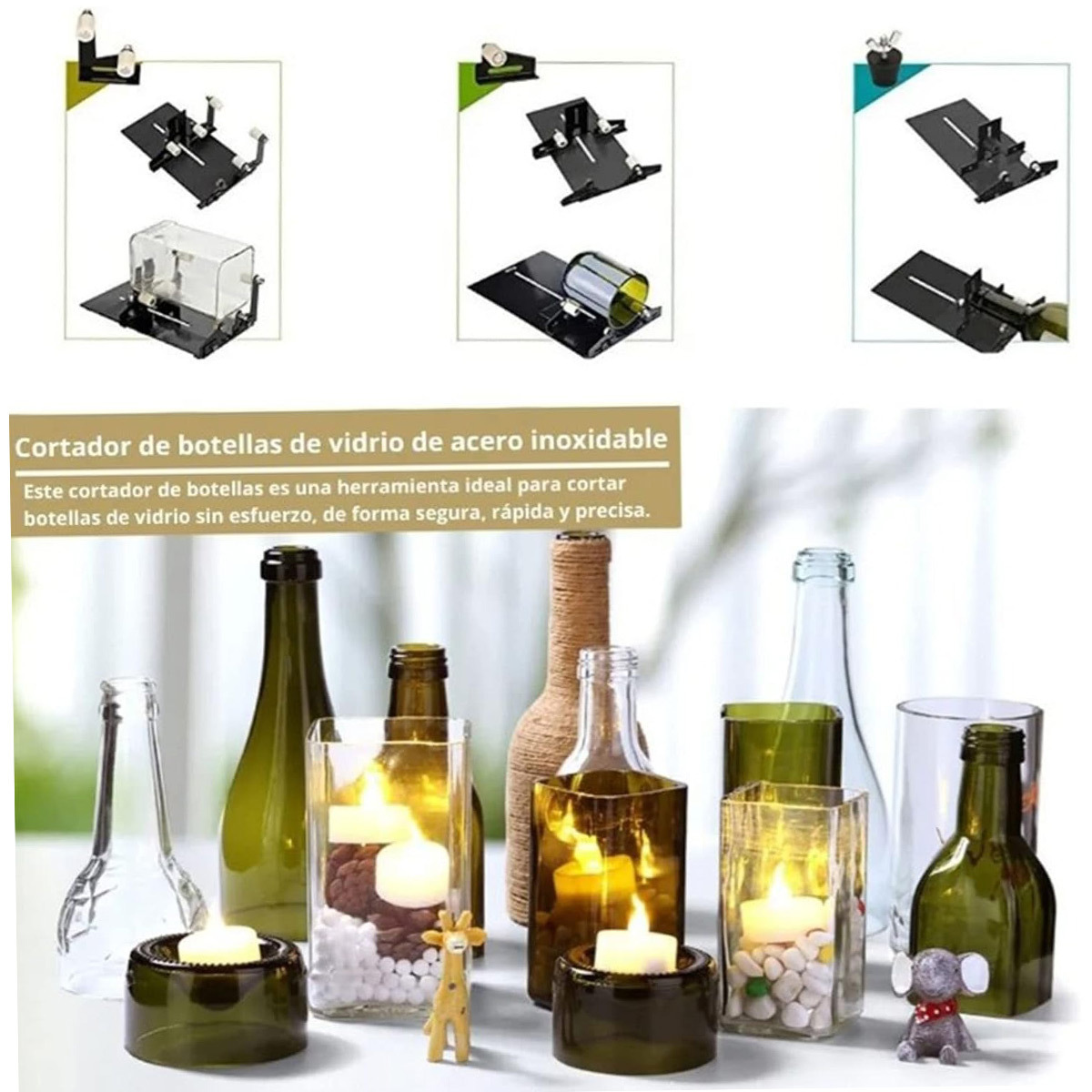 Glazen Flessensnijmachine Set, 19-Delig, Multifunctioneel Snijgereedschap voor Wijn- en Glazen Flessen 3 Glazen Flessensnijmachine Set, 19-Delig, Multifunctioneel Snijgereedschap voor Wijn- en Glazen Flessen - Afbeelding 3