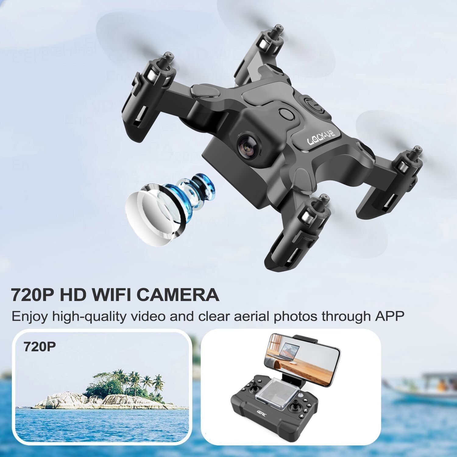 DE V2 Mini Drone Selfie WIFI FPV With HD Camera Foldable Arm RC Quadcopter Toy - Image 4