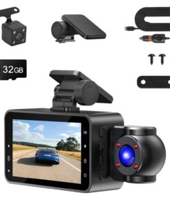 WiFi FHD 1080P 3 Channel Car Dash Cam Front Rear Inside With 32G MMC Card Motion Detection Loop Recording Infrared Night Vision Surveillance Car Camera With App Control