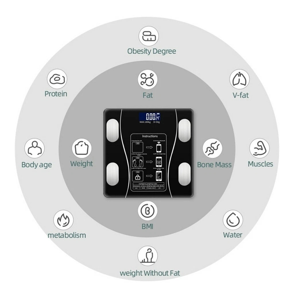Bluetooth Body Fat Scale - Black - Image 2