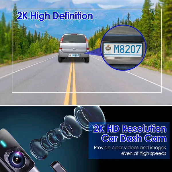 2K HD Front Dash Cam For Car With IPS Screen Night Vision Loop Recording Included 32G Storage Card 140° Wide Angle WiFi App Control Front Dashcam 5 2K HD Front Dash Cam For Car With IPS Screen Night Vision Loop Recording Included 32G Storage Card 140° Wide Angle WiFi App Control Front Dashcam - Afbeelding 5