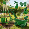 7-Delige Groene Tuingereedschapset met Kruiwagen, Praktische Tuinhark en Schop Inclusief Transportkruiwagen 2 7-Delige Groene Tuingereedschapset met Kruiwagen, Praktische Tuinhark en Schop Inclusief Transportkruiwagen