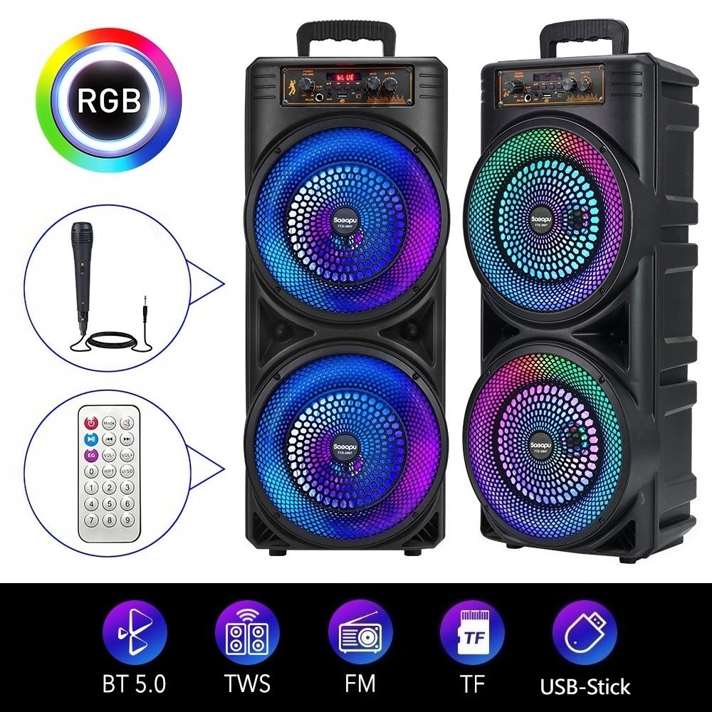 Large Wireless Bluetooth Speaker & Music Box With Microphone, Party LED Light - Image 2