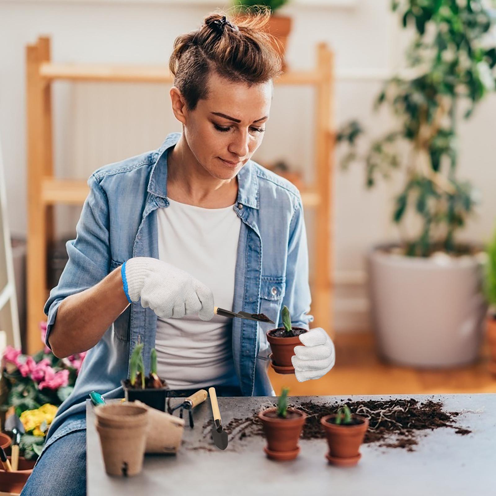 11-Delige Mini Tuingereedschapset, Inclusief Pincet, Sproeiflacon en Plantschepje voor Kamerplanten, Kruiden en Vetplanten - Cadeauset voor Hobbytuinders 4 11-Delige Mini Tuingereedschapset, Inclusief Pincet, Sproeiflacon en Plantschepje voor Kamerplanten, Kruiden en Vetplanten - Cadeauset voor Hobbytuinders - Afbeelding 4
