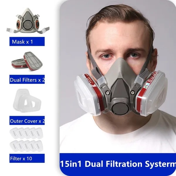 Halfgelaatsmasker Stofmasker voor Houtbewerking, Schilderen en Lassen 4 Halfgelaatsmasker Stofmasker voor Houtbewerking, Schilderen en Lassen - Afbeelding 4