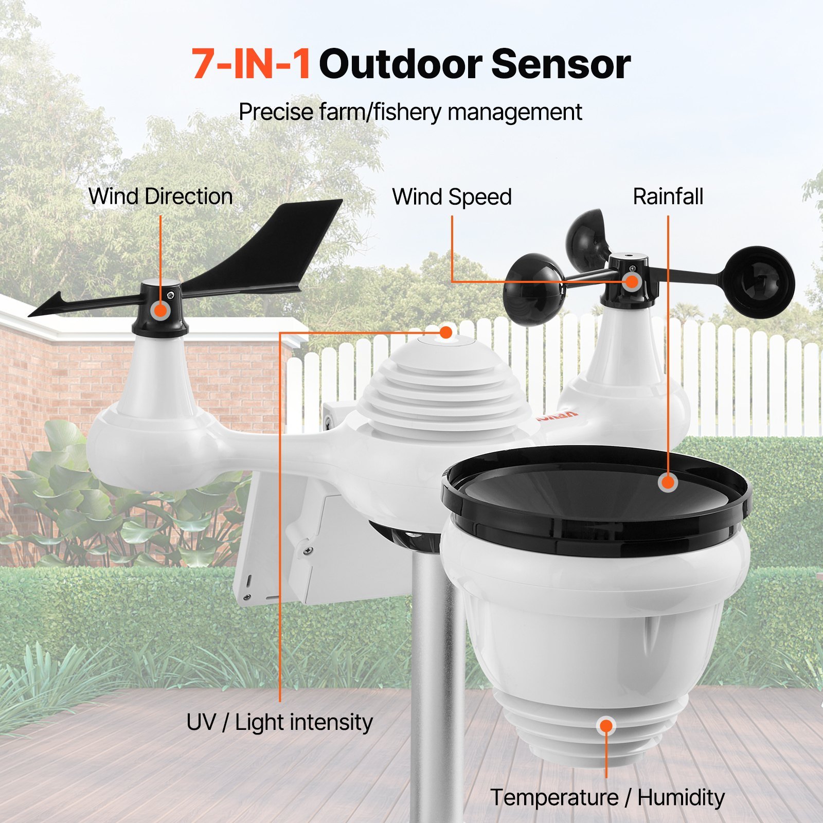7-in-1 WiFi Weerstation 186mm TFT-Display met Draadloze Buitensensor IPX6 2 7-in-1 WiFi Weerstation 186mm TFT-Display met Draadloze Buitensensor IPX6 - Afbeelding 2