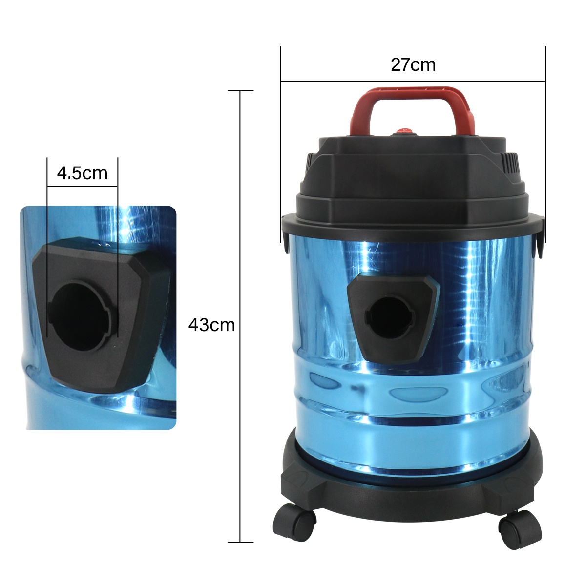 20L Nat- en Droogzuiger 1500W Zware Werkplaatsstofzuiger met Blaasfunctie en Wielen 7 20L Nat- en Droogzuiger 1500W Zware Werkplaatsstofzuiger met Blaasfunctie en Wielen - Afbeelding 7