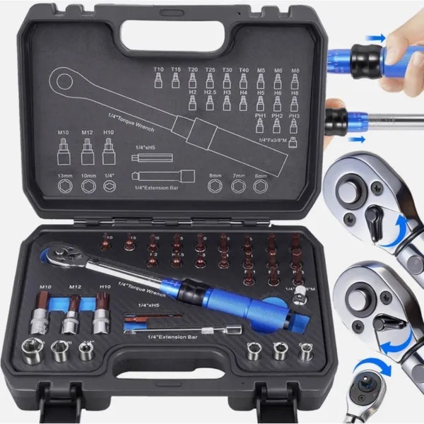 1/4 Inch Industrial-grade Torque Wrenchdjustable Torque Accuracy Kilograms Auto Mechanic Tooltorque Torque Wrench 5-25Nm Bicycle Repair Tool Kit (32-Piece) 5 1/4 Inch Industrial-grade Torque Wrenchdjustable Torque Accuracy Kilograms Auto Mechanic Tooltorque Torque Wrench 5-25Nm Bicycle Repair Tool Kit (32-Piece) - Afbeelding 3