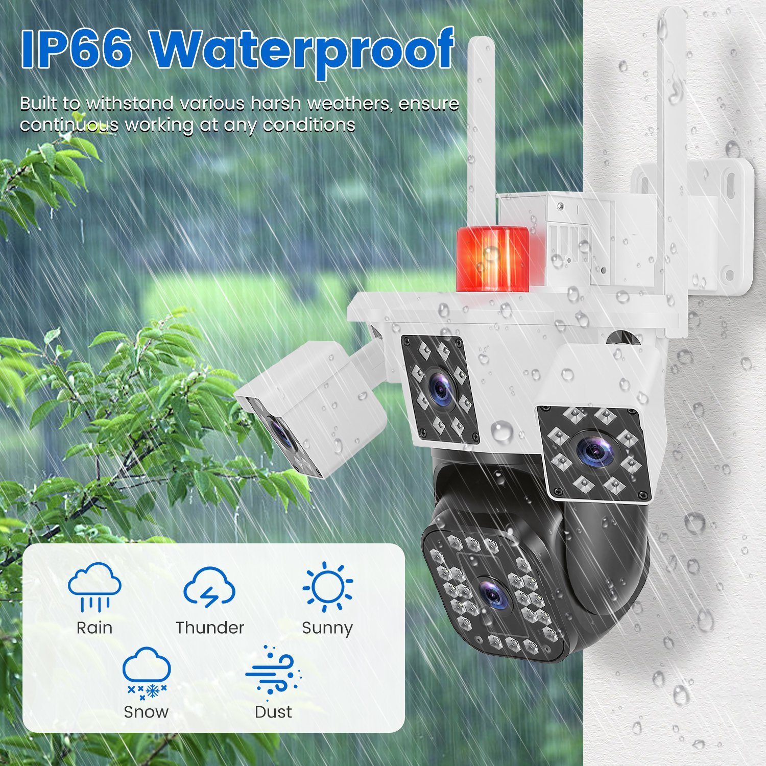1080P HD 4-Lens Security Camera 360 Degree View WiFi Pan & Tilt Surveillance Camera With Full Color Night Vision Auto Motion Tracking 2-Way Audio Spotlights IP66 Waterproof Max 128G Not Included 5 1080P HD 4-Lens Security Camera 360 Degree View WiFi Pan & Tilt Surveillance Camera With Full Color Night Vision Auto Motion Tracking 2-Way Audio Spotlights IP66 Waterproof Max 128G Not Included - Afbeelding 5