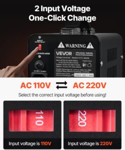 Alternative view of Spanningsomvormer Transformator 500VA, Op-/Neerwaartstransformator, Omzetting van 110V naar 220V en van 220V naar 110V, met US-, EU-stekker, Netsnoer, Stroomonderbreker