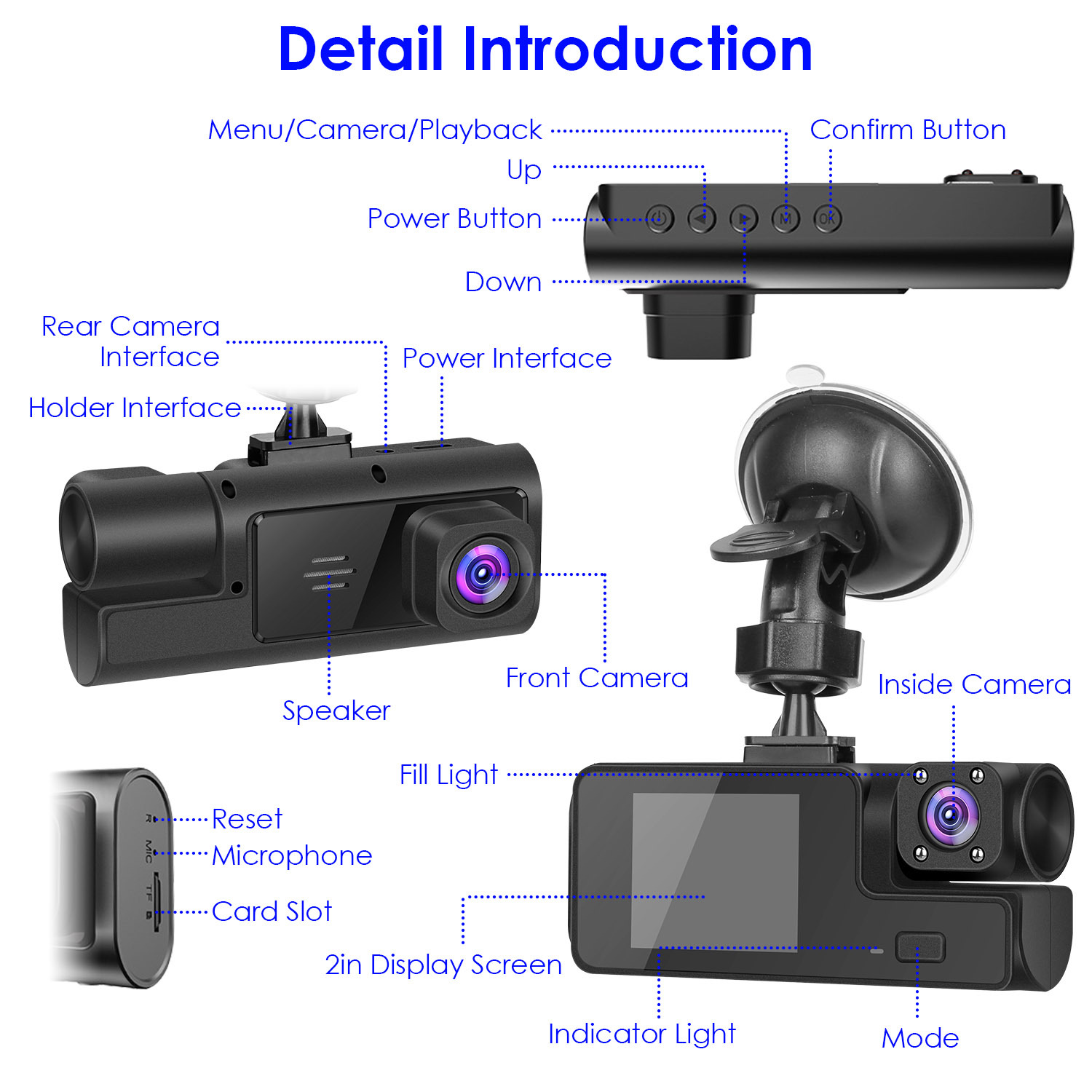 1Pc WiFi FHD 1080P Car Dash Cam 3 Channels Front Rear Inside Dash Camera With Loop Recording Reversing Visual 170 Degree Wide Angle 64G Card Included 7 1Pc WiFi FHD 1080P Car Dash Cam 3 Channels Front Rear Inside Dash Camera With Loop Recording Reversing Visual 170 Degree Wide Angle 64G Card Included - Afbeelding 7
