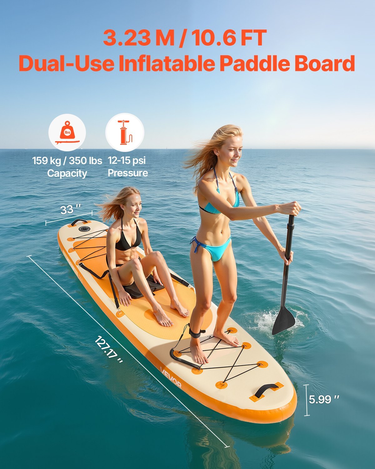 Opblaasbaar Stand Up Paddle Board (323 x 83,8 x 15,2 cm) met Zitje, Complete Set incl. Pomp, Peddel, Vin, Rugzak 2 Opblaasbaar Stand Up Paddle Board (323 x 83,8 x 15,2 cm) met Zitje, Complete Set incl. Pomp, Peddel, Vin, Rugzak - Afbeelding 2