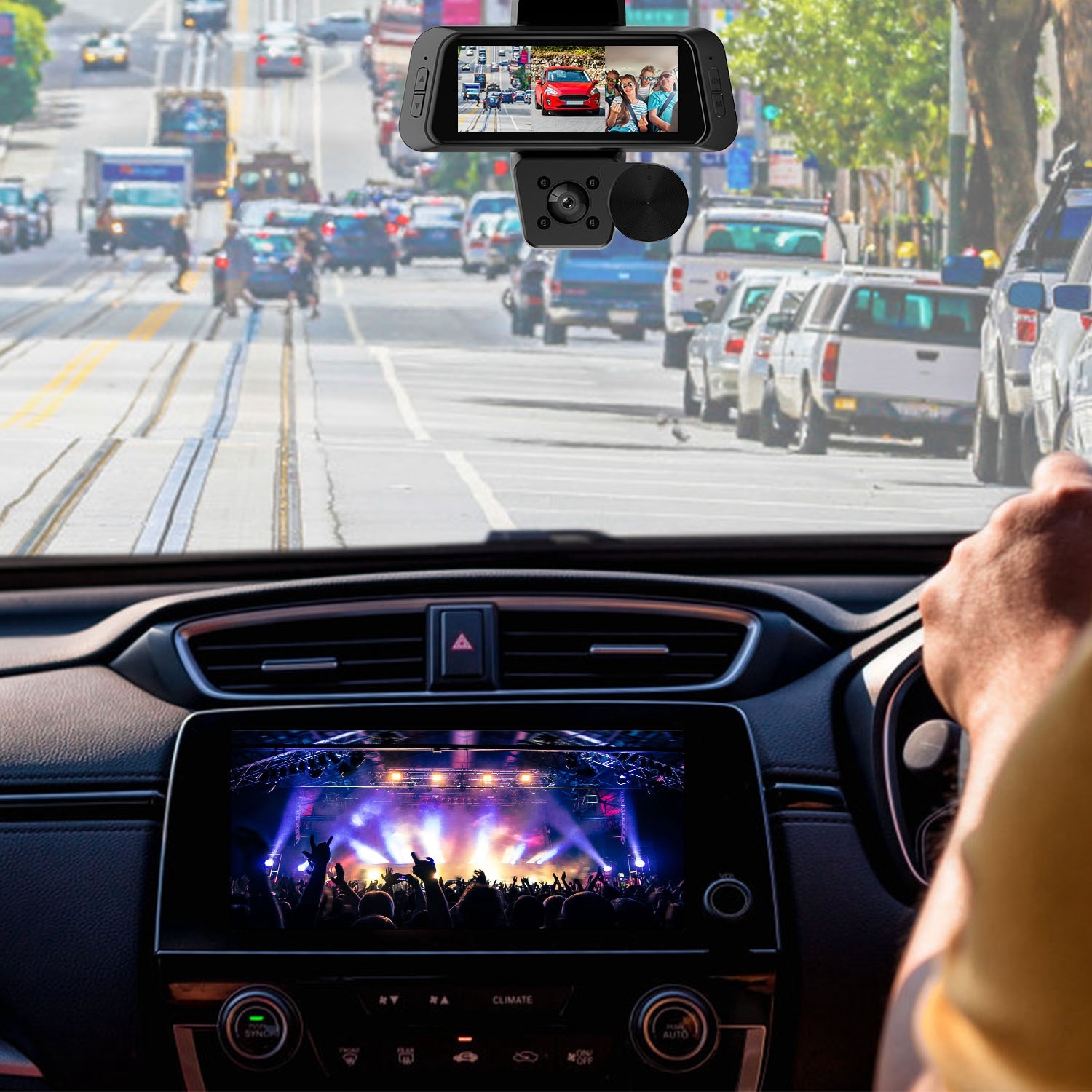 1080P FHD 3 Channel WiFi Dash Cam 170 Degree Wide Angle Triple Car Camera With IR Night G Sensor Motion Detection Loop Recording App Control Support 128G Max 6 1080P FHD 3 Channel WiFi Dash Cam 170 Degree Wide Angle Triple Car Camera With IR Night G Sensor Motion Detection Loop Recording App Control Support 128G Max - Afbeelding 6
