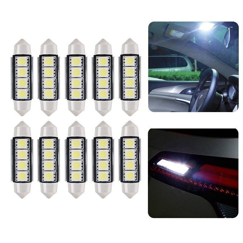 10x LED Festoon Lampen Koud Wit 12V 2 10x LED Festoon Lampen Koud Wit 12V - Afbeelding 2