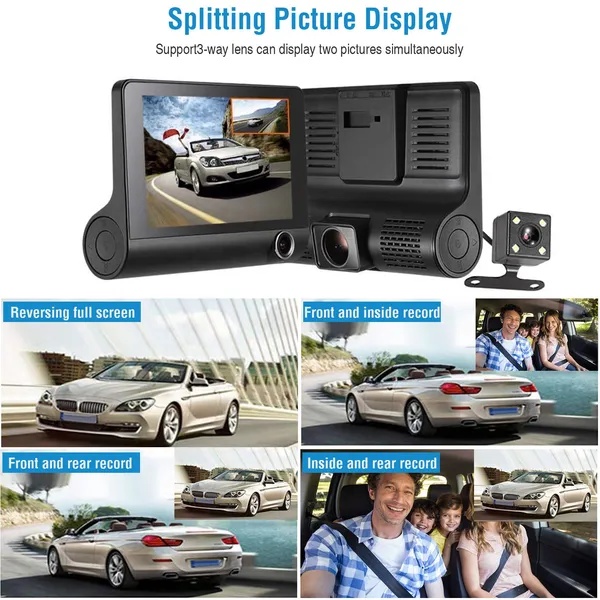 1296P Car DVR Dash Camera 4In 3 Lens Vehicle Driving Recorder Seamless Recording 5 1296P Car DVR Dash Camera 4In 3 Lens Vehicle Driving Recorder Seamless Recording - Afbeelding 5
