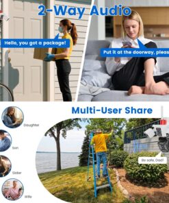 Alternative view of 1080P HD 4-Lens Security Camera 360 Degree View WiFi Pan & Tilt Surveillance Camera With Full Color Night Vision Auto Motion Tracking 2-Way Audio Spotlights IP66 Waterproof Max 128G Not Included