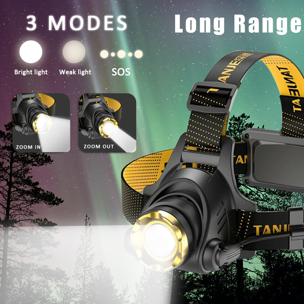 LED Telescopische Hoofdlamp Oplaadbaar met Zoom, Krachtige Zaklamp voor Vissen, Rijden, Camping, 3 Modi 9 LED Telescopische Hoofdlamp Oplaadbaar met Zoom, Krachtige Zaklamp voor Vissen, Rijden, Camping, 3 Modi - Afbeelding 9
