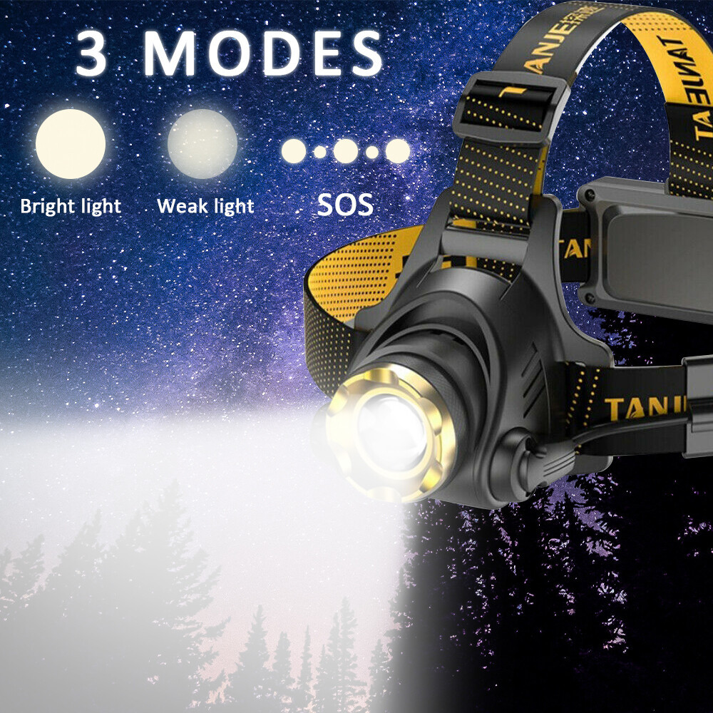 LED Telescopische Hoofdlamp Oplaadbaar met Zoom, Krachtige Zaklamp voor Vissen, Rijden, Camping, 3 Modi 6 LED Telescopische Hoofdlamp Oplaadbaar met Zoom, Krachtige Zaklamp voor Vissen, Rijden, Camping, 3 Modi - Afbeelding 6