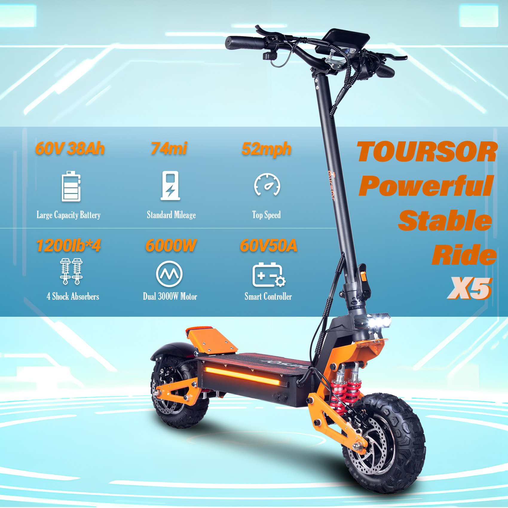 X5 Pro 3000W 60V 40Ah 11 Inches Off Road Eletric Scooter With NFC 3 X5 Pro 3000W 60V 40Ah 11 Inches Off Road Eletric Scooter With NFC - Afbeelding 3