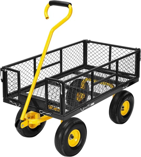 Zware Tuinkar, 1100 lbs Groot Laadvermogen Stalen Tuinkar, Werkwagen met Afneembare Zijkanten en Draaibare Handgreep, voor Tuin, Boerderij, Erf 2 Zware Tuinkar, 1100 lbs Groot Laadvermogen Stalen Tuinkar, Werkwagen met Afneembare Zijkanten en Draaibare Handgreep, voor Tuin, Boerderij, Erf - Afbeelding 2