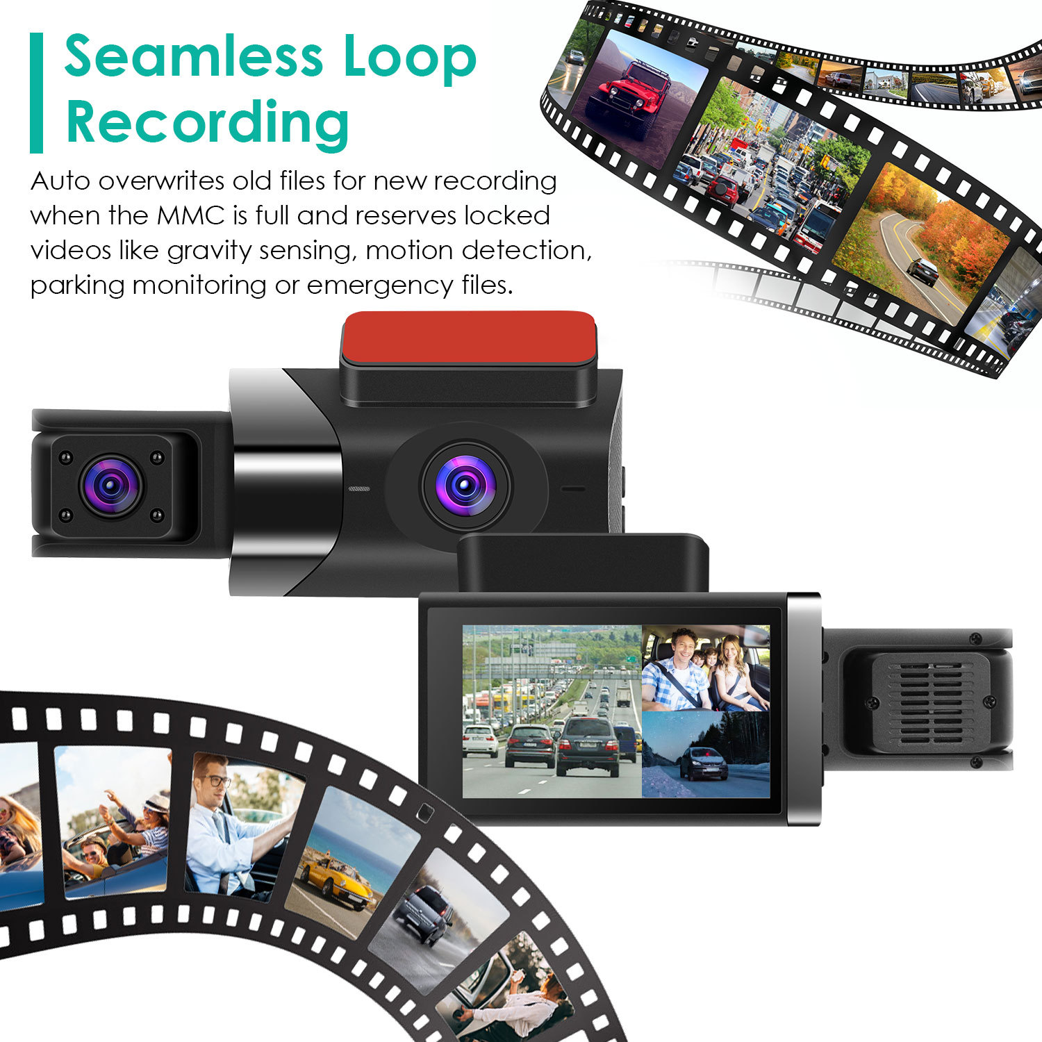 2K Car DVR 3 Channel Dash Cam Camcorder Camera Recorder With 140 Degree Angle GPS WiFi Night Vision G-sensor Loop Recording Parking Monitor 9 2K Car DVR 3 Channel Dash Cam Camcorder Camera Recorder With 140 Degree Angle GPS WiFi Night Vision G-sensor Loop Recording Parking Monitor - Afbeelding 9