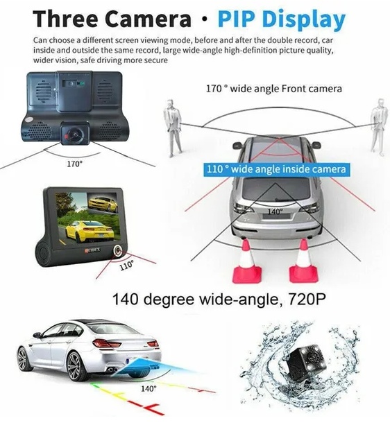 1080P 4 Dual Lens HD Car DVR Rearview Video Dash Cam Recorder Camera G Sensor 4 1080P 4 Dual Lens HD Car DVR Rearview Video Dash Cam Recorder Camera G Sensor - Afbeelding 4