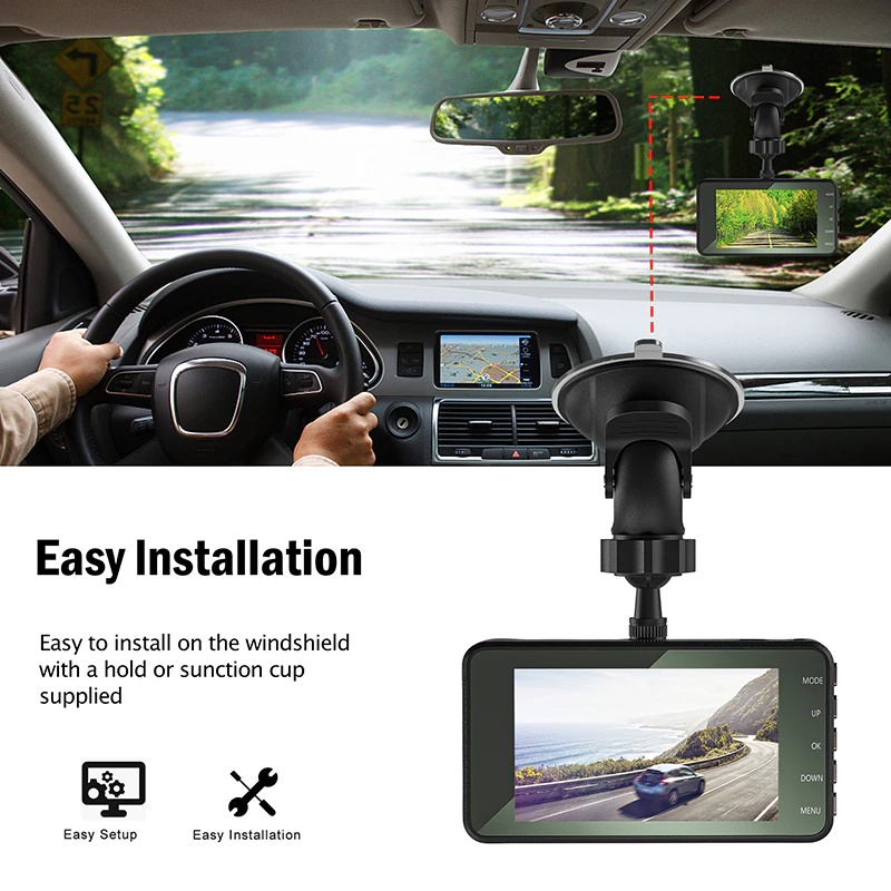 Dashcam met 4 inch Touchscreen, Voor- en Achtercamera 8 Dashcam met 4 inch Touchscreen, Voor- en Achtercamera - Afbeelding 8