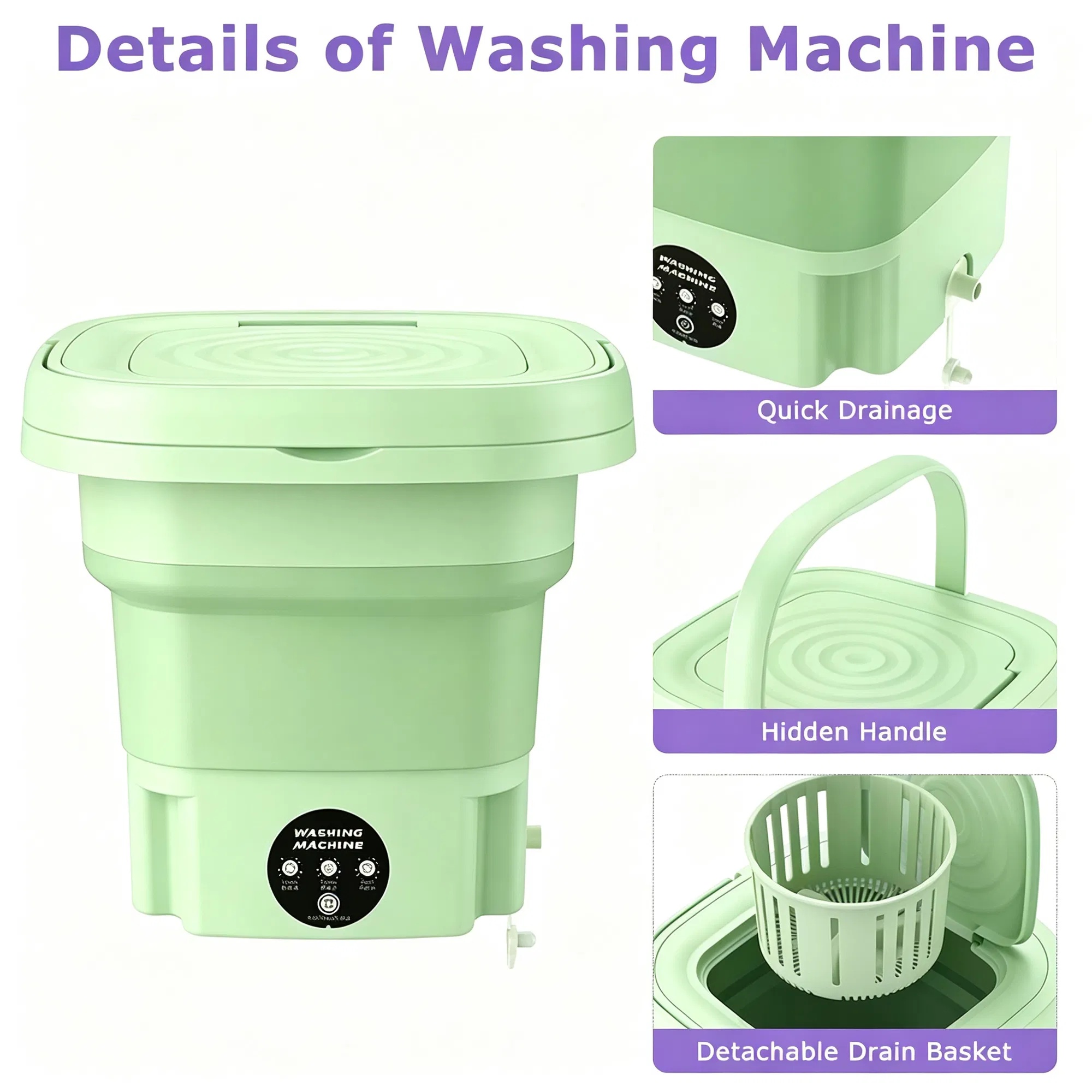 Opvouwbare Mini Wasmachine 8 Liter 6 Opvouwbare Mini Wasmachine 8 Liter - Afbeelding 6