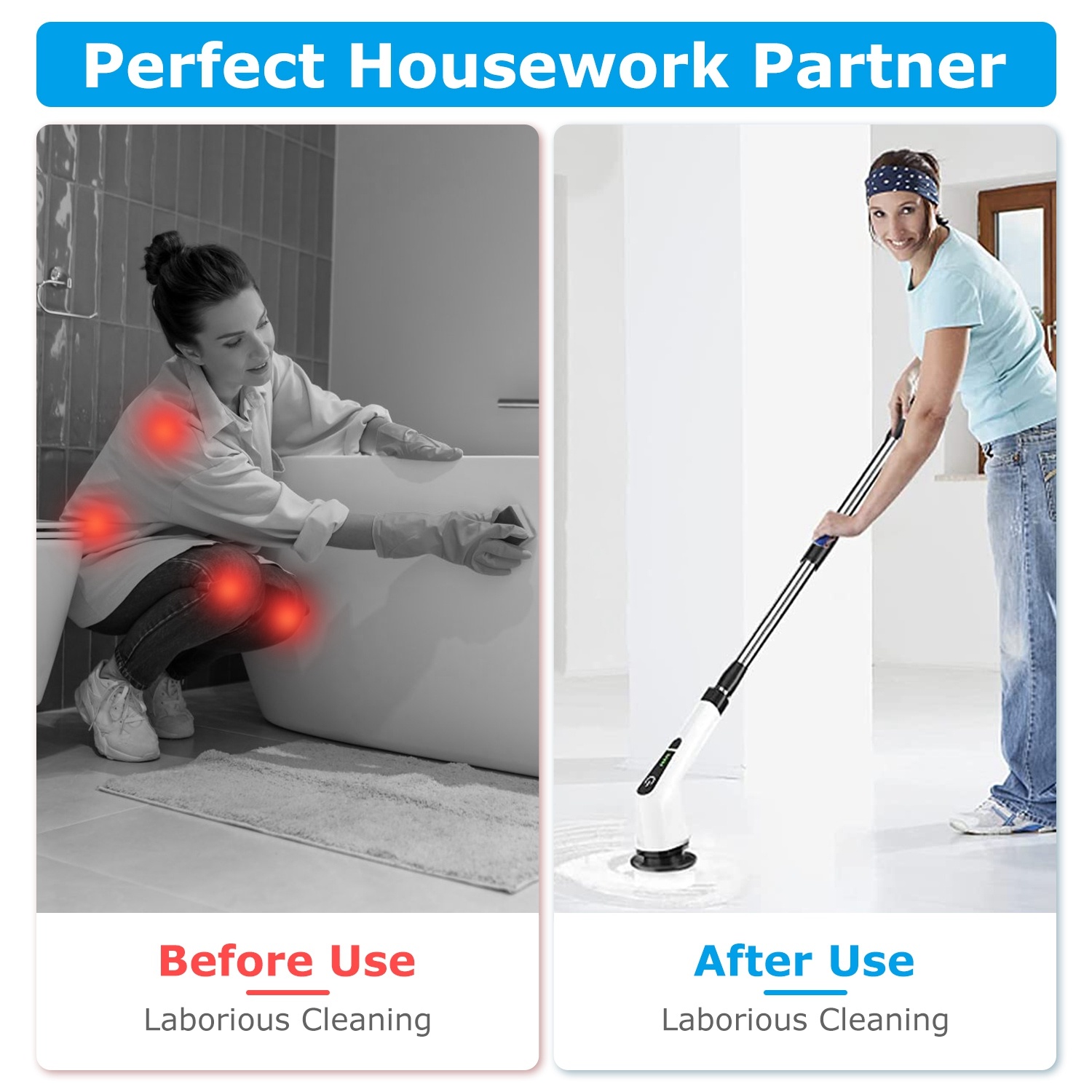 1Pc Electric Spin Scrubber Cordless Rechargeable Telescopic Cleaning Brush 8 Replaceable Heads 2 Speed Adjustable Extension Arm Bathroom Tub Tile Floor 8 1Pc Electric Spin Scrubber Cordless Rechargeable Telescopic Cleaning Brush 8 Replaceable Heads 2 Speed Adjustable Extension Arm Bathroom Tub Tile Floor - Afbeelding 8
