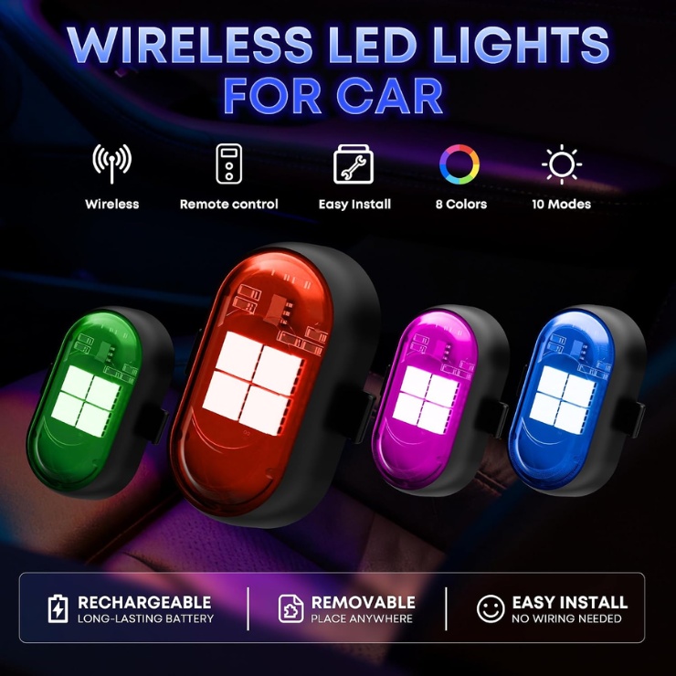 Draadloze Oplaadbare LED Interieurverlichting voor Auto 3 Draadloze Oplaadbare LED Interieurverlichting voor Auto - Afbeelding 3