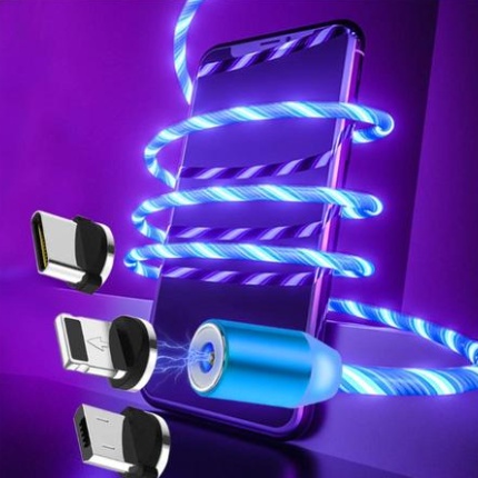 Magnetische Oplaadkabel met Lichteffect, 3-in-1 1 Magnetische Oplaadkabel met Lichteffect, 3-in-1