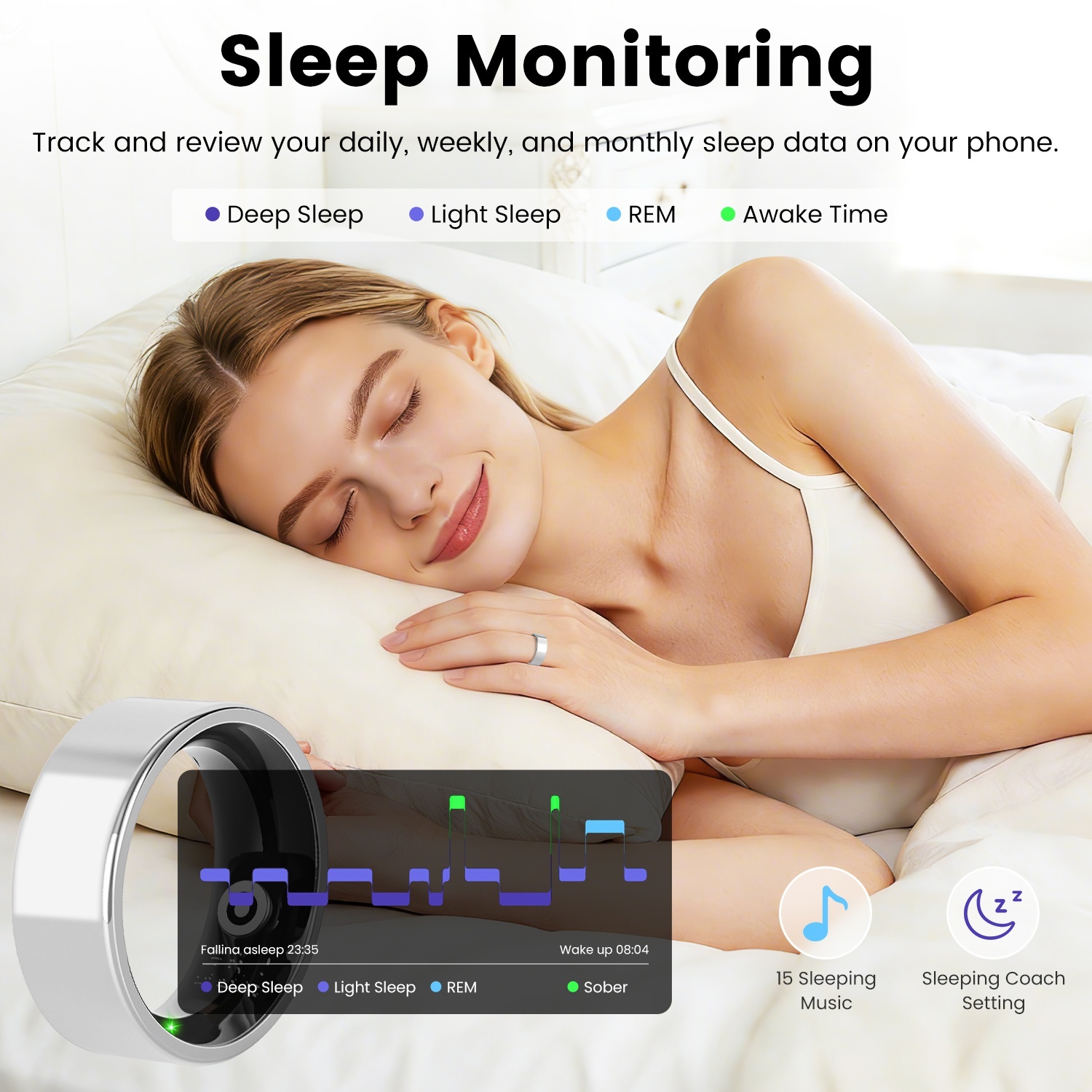 Smart Ring met Hartslag, Slaap en Stress Tracking 9 Smart Ring met Hartslag, Slaap en Stress Tracking - Afbeelding 9