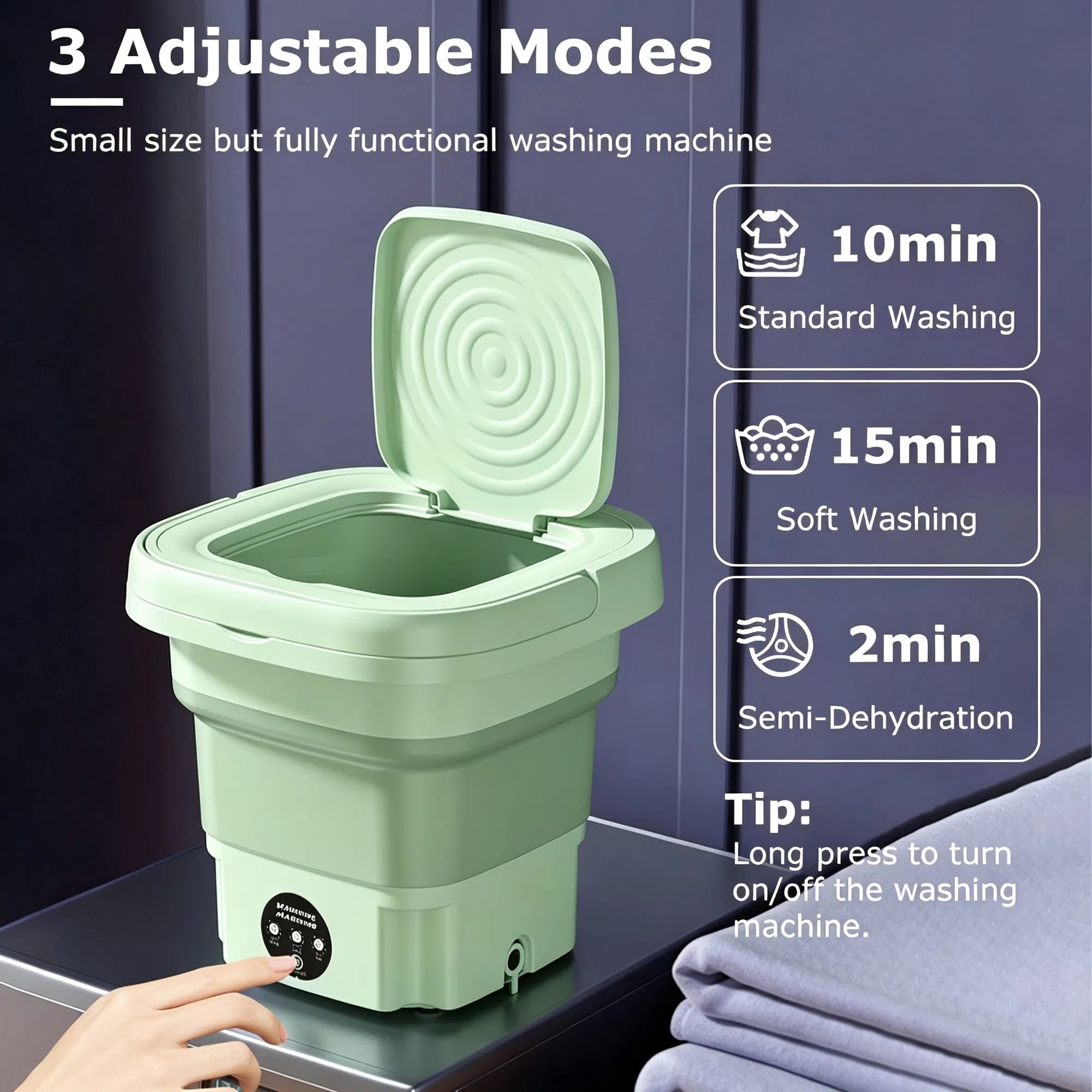 Opvouwbare Mini Wasmachine 8 Liter 9 Opvouwbare Mini Wasmachine 8 Liter - Afbeelding 9